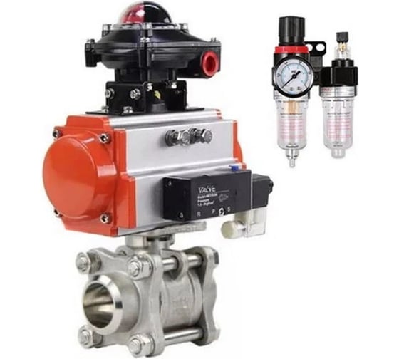 Изображение товара Кран DN.ru 316-316-PTFE-FP-W-ISO-H WDVF Ду32 Ру63, пневмопривод, пневмораспр., БКВ, БПВ D160-69092