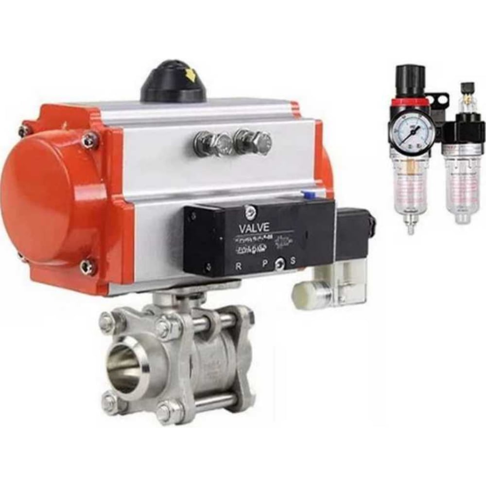 Изображение товара Кран DN.ru 316-316-PTFE-FP-W-ISO-H WDVF Ду32 пневмопривод двухходовой