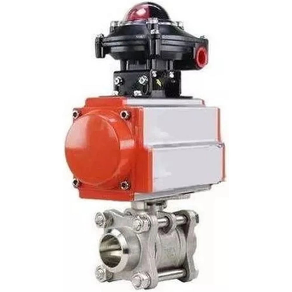 Изображение товара Кран шаровой DN.ru 316-316-PTFE-FP-W-ISO-H WDVF Ду32 Ру63 3-составной пневмопривод