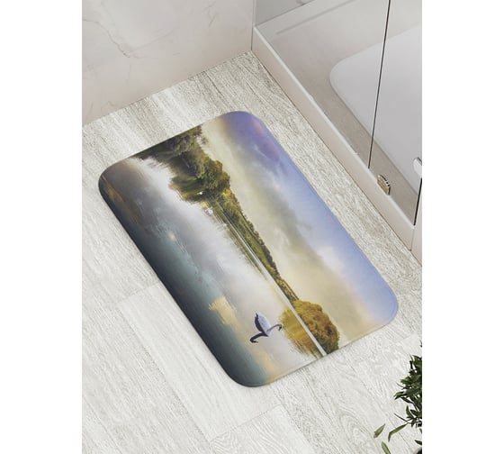 Изображение товара Коврик противоскользящий JoyArty "Лебеди на пруду" для ванной, сауны, бассейна, bath_10283