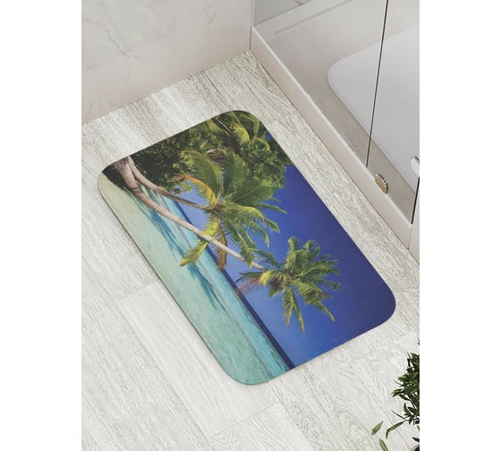 Изображение товара Коврик противоскользящий JoyArty "Наклонившаяся пальму у берега" для ванной, сауны, бассейна, bath_10055