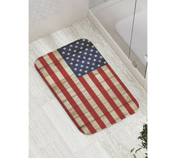 Изображение товара Коврик противоскользящий JoyArty "Флаг США на вагонке" для ванной, сауны, бассейна, bath_10165