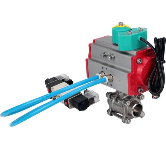 Изображение товара Кран DN.ru 316-316-PTFE-FP-W-ISO-H WDVF Ду20 Ру63 пневмопривод, пневмораспределитель, магнитнитный переключатель D160-69382