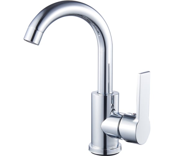 Изображение товара Смеситель для умывальника ARGOTECH поворотный излив, J-образный, LESNA d-35, нержавеющая сталь хpом 44439