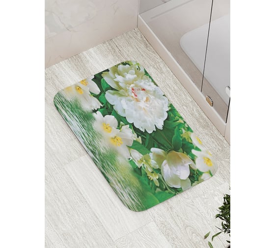 Изображение товара Коврик противоскользящий JoyArty "Жасмин в воде" для ванной, сауны, бассейна, bath_7551