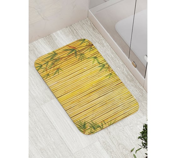 Изображение товара Коврик противоскользящий JoyArty "Бамбуковое заграждение с листьями" для ванной, сауны, бассейна, bath_15766