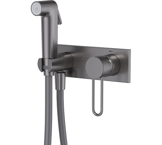 Изображение товара Встраиваемый смеситель IDDIS Duna с гигиеническим душем с защитным клапаном, графит матовый DUNGMV0i08