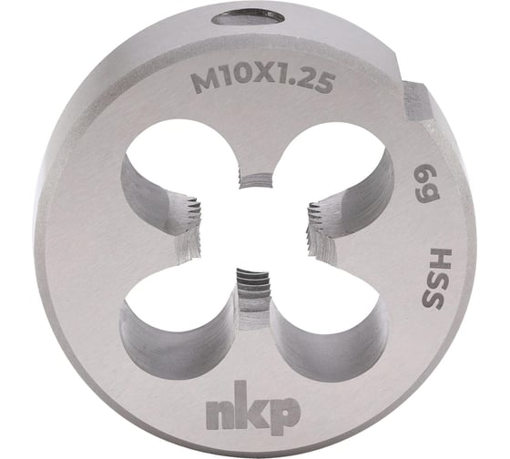 Изображение товара Плашка NKP М10, шаг 1.25мм, DIN EN 22568, HSS, 6g, 30x11мм 240101N