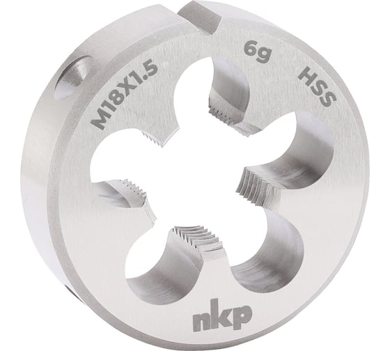 Изображение товара Плашка NKP М18, шаг 1.5мм, DIN EN 22568, HSS, 6g, 45x14мм 240182N