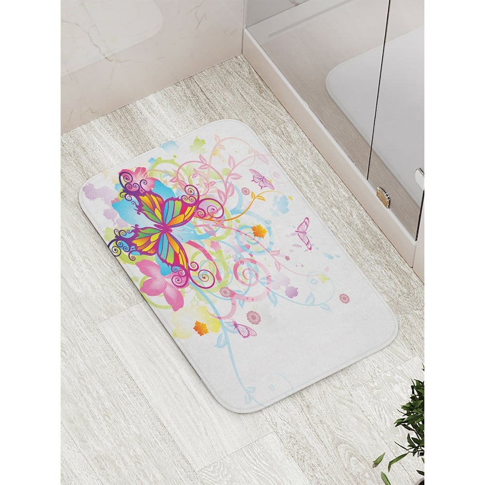 коврик придверный carpets inter бабочки 75x50 см разно ный Противоскользящий коврик для ванной, сауны, бассейна JOYARTY
