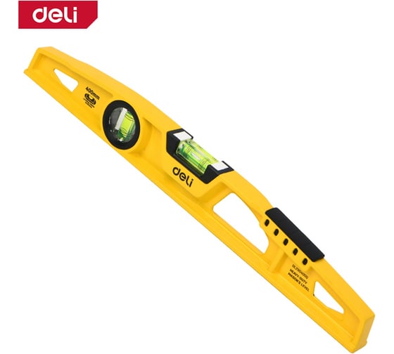 Изображение товара Строительный уровень литой усиленный DELI 400мм DL290400Q 2 глазка, ударная площадка, 3 магнита 204922