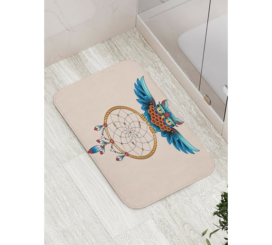 Изображение товара Коврик противоскользящий JoyArty "Ловец снов с совой" для ванной, сауны, бассейна, bath_13945