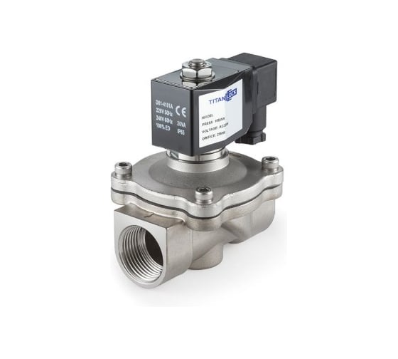 Изображение товара Соленоидный клапан TITAN LOCK нормально-открытый прямого действия AISI304/FKM DN32, TLSO32/10FK1S-J