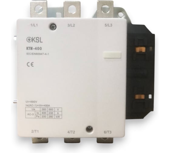 Изображение товара Контактор KRASO КТИ 400А катушка управления 230В AC 1НО KTI-400-230-KSL