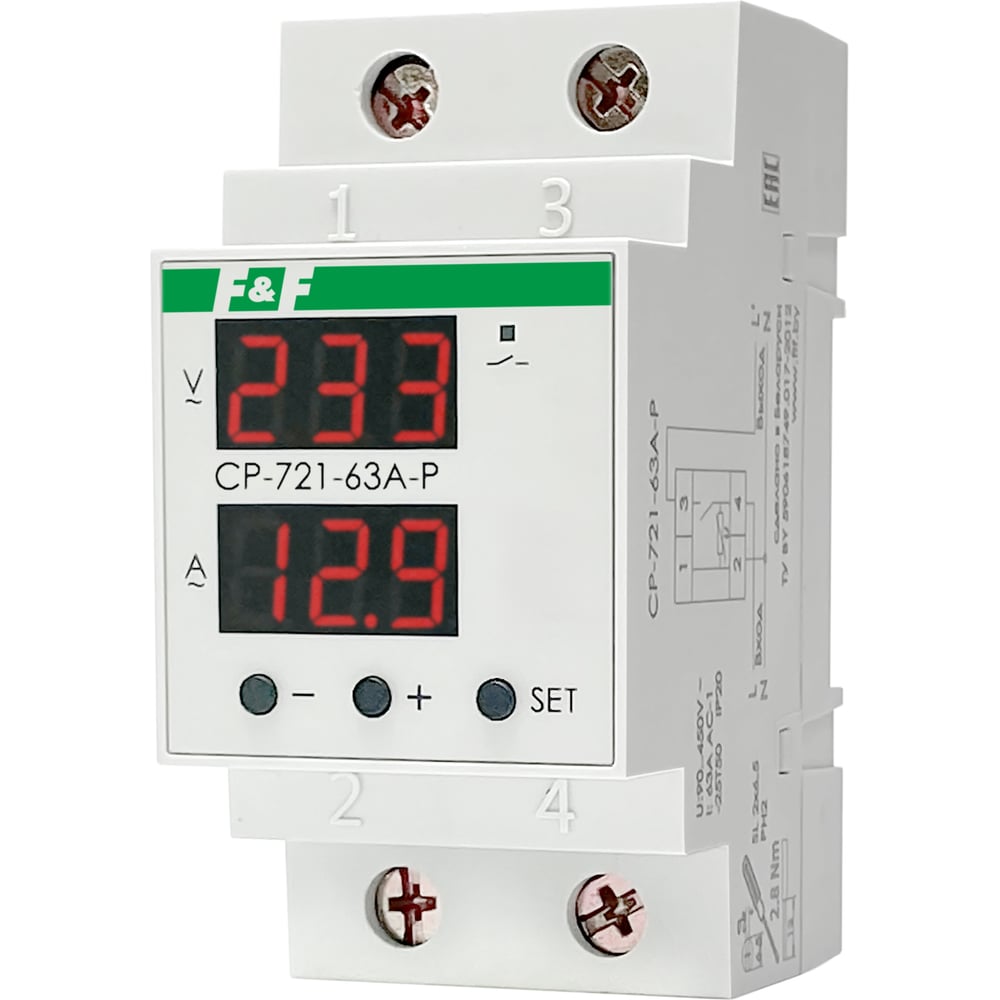 Изображение товара Реле контроля напряжения Евроавтоматика F&F CP-721-63A-P EA04.009.027 Изображение товара Реле контроля напряжения Евроавтоматика F&F CP-721-63A-P EA04.009.027