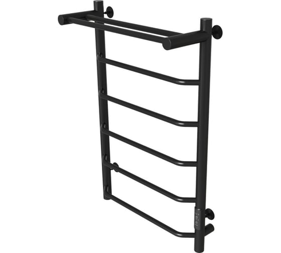 Изображение товара Полотенцесушитель MIXLINE MIRA 80x50 таймер, 336 Вт, 5 перекладин + ПОЛКА электрический ЧЕРНЫЙ 556357