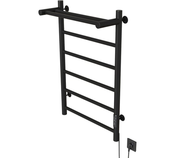 Изображение товара Полотенцесушитель MIXLINE VEGA 80x50 таймер, 318Вт, 5 перекладин + ПОЛКА электрический ЧЕРНЫЙ 556355