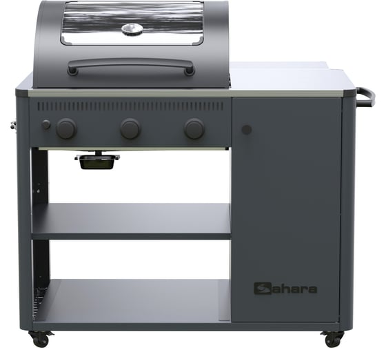 Изображение товара Газовый гриль-барбекю Sahara ARKE 3 конфорки + смотровое окно и раскладной столик 5391535341344