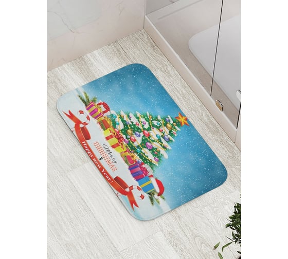 Изображение товара Коврик противоскользящий JoyArty "Новогодний сюрприз" для ванной, сауны, бассейна, bath_20306
