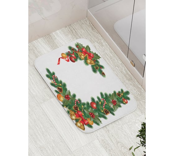 Изображение товара Коврик противоскользящий JoyArty "Елочные украшения" для ванной, сауны, бассейна, bath_20312