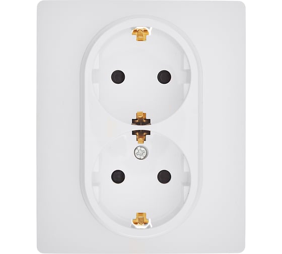 Изображение товара Розетка двойная с заземлением Legrand Daccord Inspiria со шторками, в сборе, 16А, 250В, винтовые зажимы, белый 673450