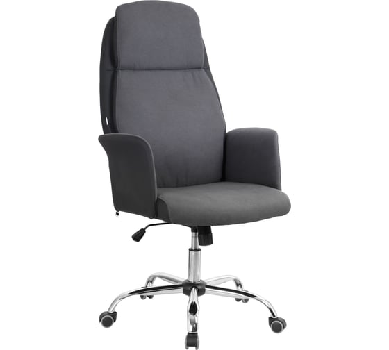 Изображение товара Офисное поворотное кресло KSG Kingstyle SHL-17 Harbor Fabric / PU Chrome (темно-серый) KS-001023