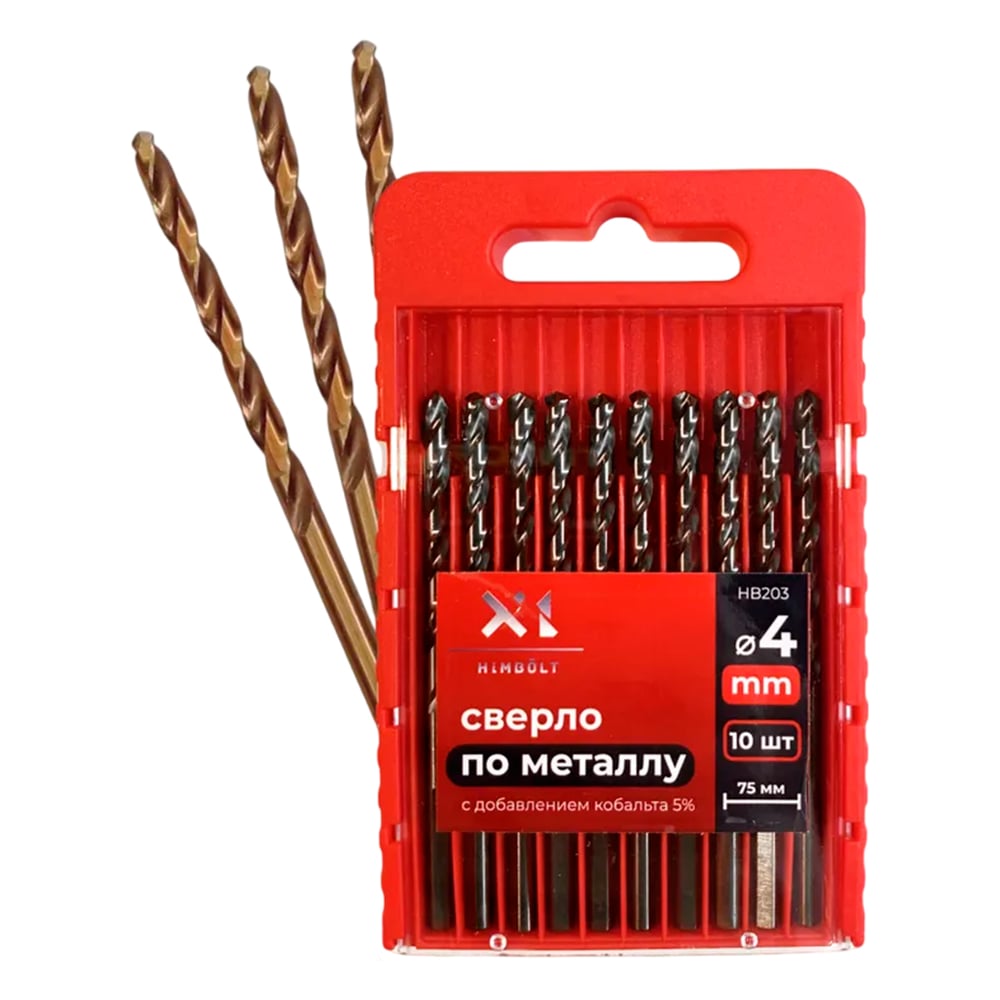 Изображение товара Сверло по металлу HIMBOLT 4 мм кобальт 5% HB203 10 шт в бокс