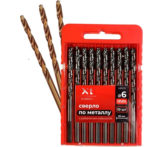 Изображение товара Сверло по металлу HIMBOLT 6.0 мм с кобальтом 5% 10 шт (бокс) HB205