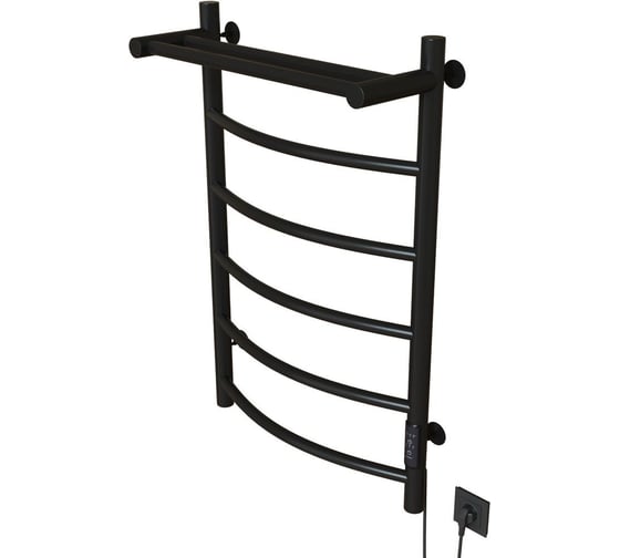 Изображение товара Полотенцесушитель MIXLINE CAPELLA 80x50 таймер, 336Вт, 5 перекладин + полка, электрический, черный 556353