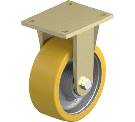 Изображение товара Большегрузное колесо КубаньЛитМаш с полиуретановым контактным слоем c фиксированной сварной панелью, основанием из чугуна BS-GTH 202K