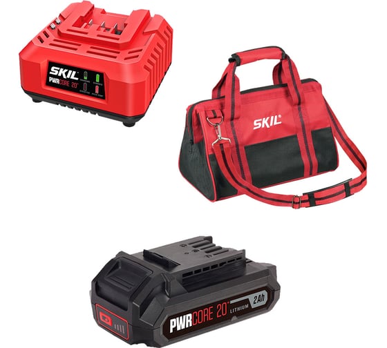 Изображение товара Набор аккумуляторный SKIL Зарядное устройство SC0060 (60W) и батарея BY5197 (2Ач) + сумка BG3224 9-0-000