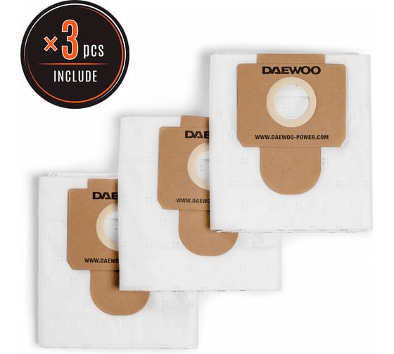 Изображение товара Фильтр-мешки синтетические Daewoo 3 шт для DAVC 2000, DAVC 2000S DAVC 20TBH