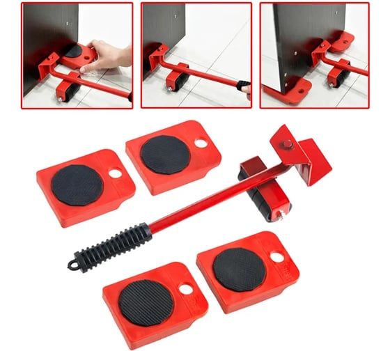 Изображение товара Домкрат транспортер для перемещения мебели и тяжелых предметов АльфаДиск 4 платформы в комплекте 542791