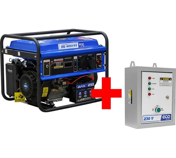 Изображение товара Электростанция ECO (генератор бензиновый) PE-9001ES АКЦИЯ + Блок автоматики PE-9001ESA2