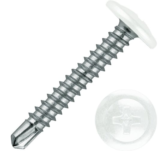 Изображение товара Саморез STARFIX 4.2x19 мм с прессшайбой, цинк, со сверлом, RAL 9003 (12000 шт в коробе) SM-55677-12000