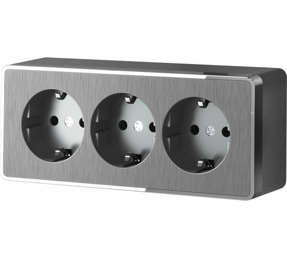 Изображение товара Тройная розетка WERKEL W5073104 с заземлением и шторками Gallant (графит рифленый) a052595