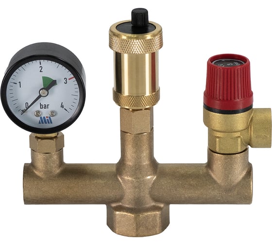 Изображение товара Группа безопасности для котлов 1" до 50 кВт с манометром и автоматическим воздухоотводчиком Millennium GBK3410