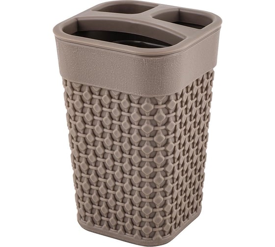 Изображение товара Стакан для зубных щеток Oslo Plast Team с разделителями, шоколадный мокко 270487