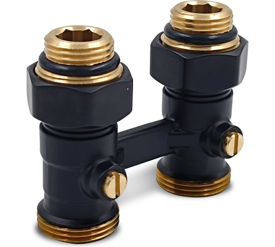 Изображение товара Прямой Н-образный клапан для нижнего подключения Primoclima Armature 3/4x1/2, черный матовый PCC3412SMB