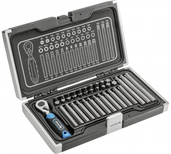 Изображение товара Набор бит с трещоткой HOEGERT TECHNIK 37шт. HT1R466