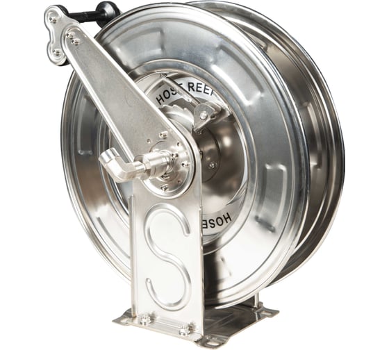 Изображение товара Барабан ООО ТД Гидромаркет GM SSteel RevReel 20 Вход 1/2 (нержавеющая сталь инерциоанный 20 м аналог Ramex) GMA-reversreel-SSteel-20-1/2