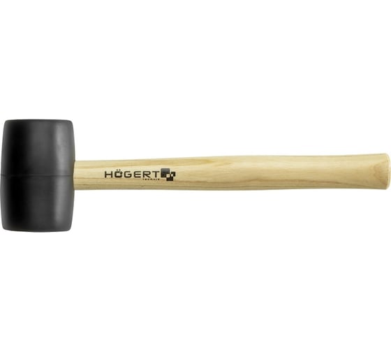 Изображение товара Резиновый молоток HOEGERT TECHNIK черный, 900 г с деревянной рукояткой HT3B046