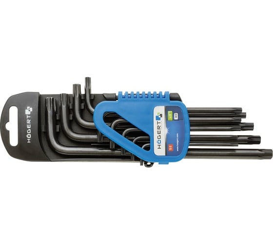 Изображение товара Набор Г-образных удлиненных ключей TORX HOEGERT TECHNIK Т10-Т50, 9 шт. HT1W816