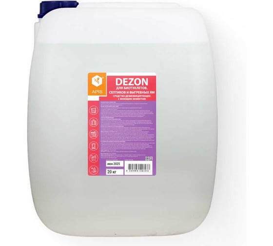 Изображение товара Дезинфицирующее средство для биотуалетов, септиков и выгребных ям APIS DEZON канистра 20 кг RUD-015-0004