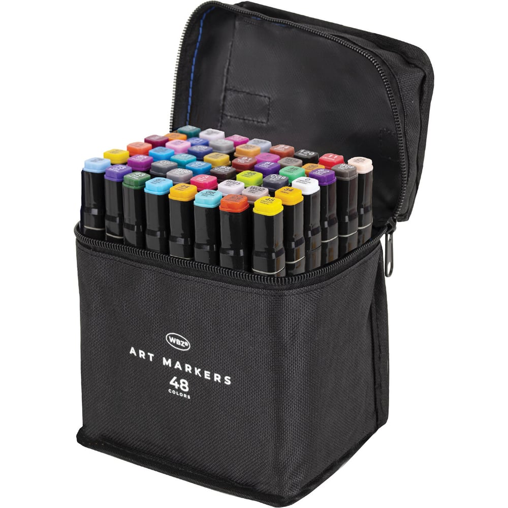 Изображение товара Маркеры для скетчинга WBZ двусторонние, 48 шт, текстильный чехол, 152573