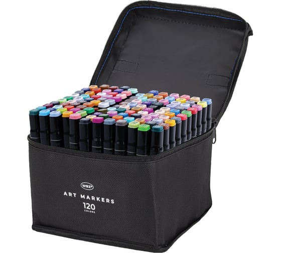 Изображение товара Маркеры для скетчинга WBZ двусторонние, 120 шт, текстильный чехол, 152576