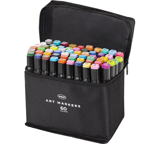 Изображение товара Маркеры для скетчинга WBZ двусторонние, 60 шт, текстильный чехол, 152574