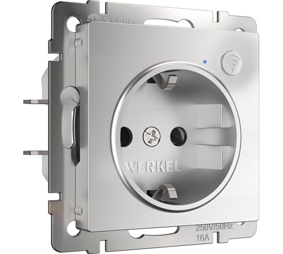 Изображение товара Умная встраиваемая розетка WERKEL с заземлением, с защитными шторками, серебряный a056420
