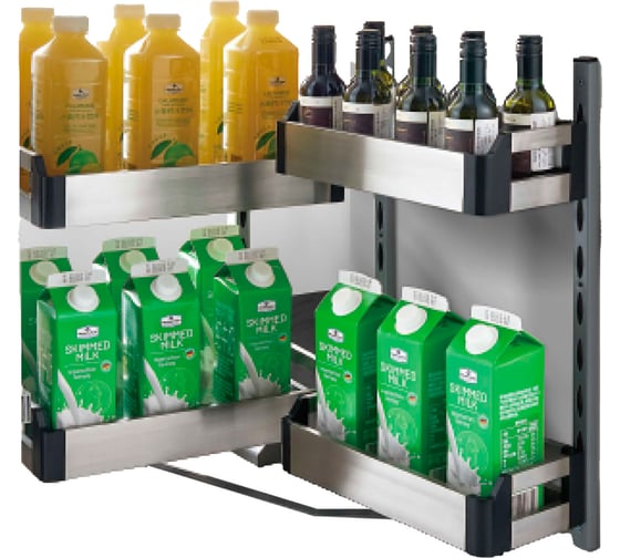 Изображение товара Выдвижная мини-колонна Mebax 2 корзины + 2 навесные, мм, (сталь) модуль 450мм, 500х414х(600-750) 00-00003252