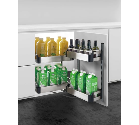 Изображение товара Выдвижная мини-колонна Mebax 2 корзины + 2 навесные, мм, (стальной пруток) модуль 600мм, 500х564х(600-750) 00-00003251